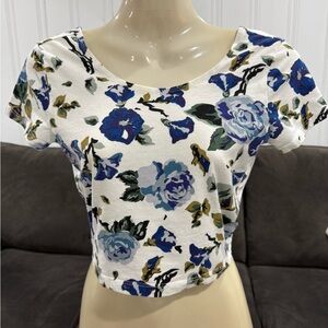 Garage Blue Floral Crop Top